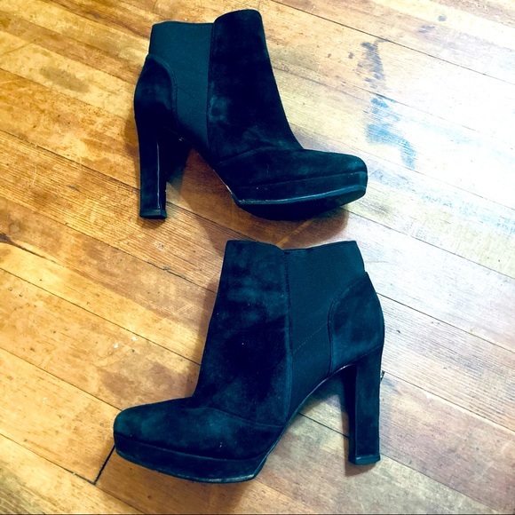 Via Spiga Shoes - Via Spiga Black Suede Leather Heel Ankle Booties Size 7.5